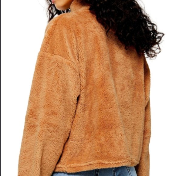 TOPSHOP Teddy Fleece Funnel Neck Top - Picture 2 of 4